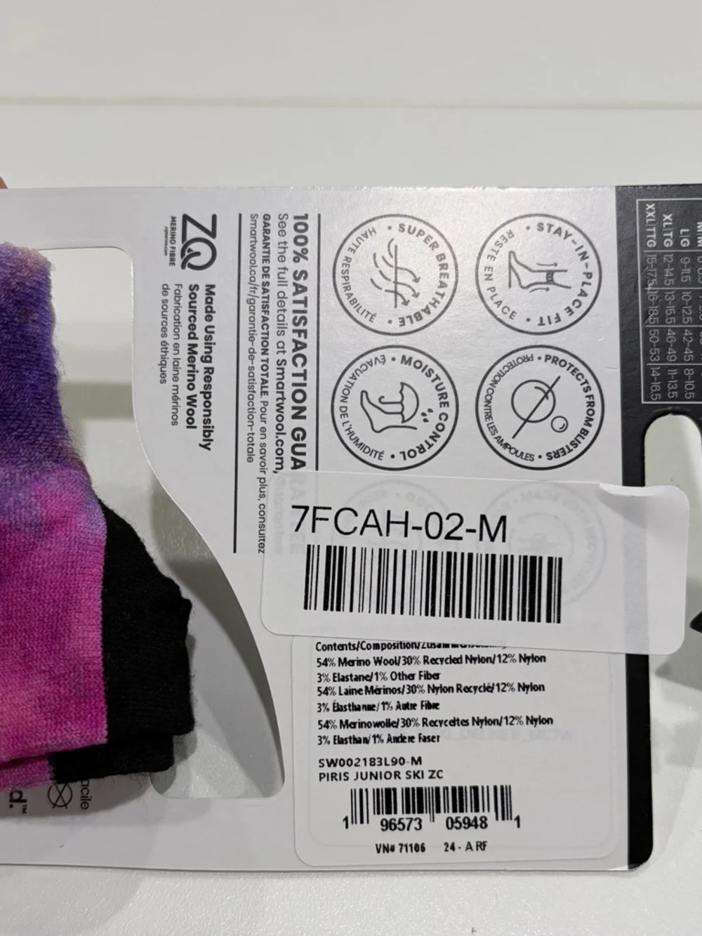 SmartWool Boys Girls Kids Medium Tie Dye Print Zero Cushion Ski Socks Pink NWT